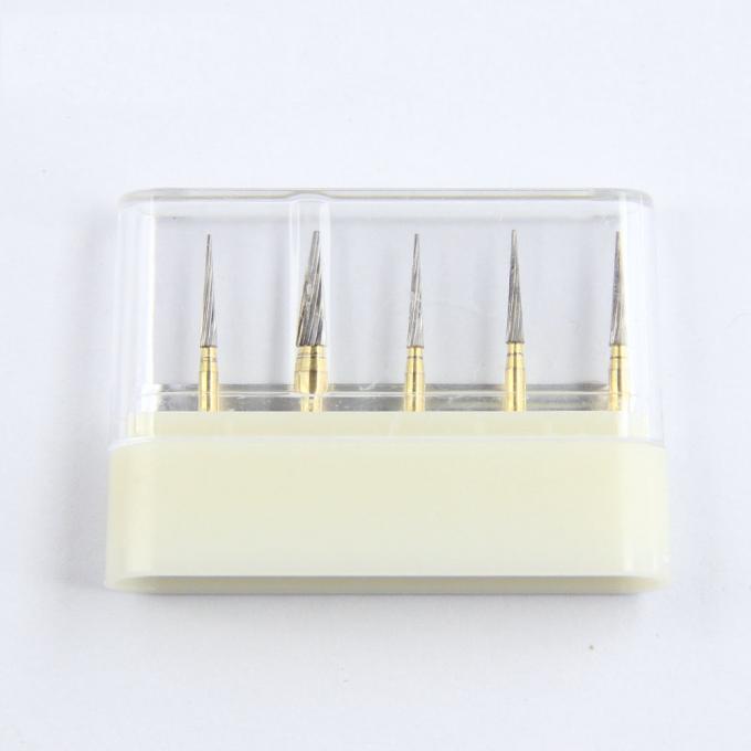 Lab Tungsten Dental Carbide Bur Taper Pointed Head Trimming Finishing Gold 1