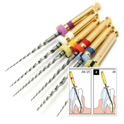 Dental Root Canal Rotary Files Reamer Instruments F Gold Both Taper 4 Taper 6